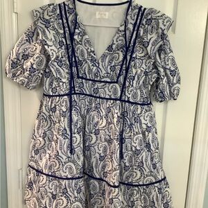 Blue and White Paisley Dress